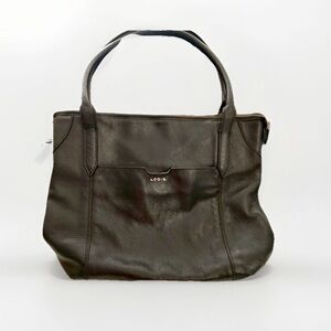 Lodis Black Leather Travel Luggage Tote Bag